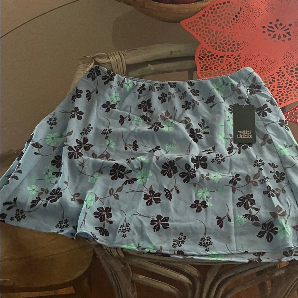 Wild Fable Floral Skater Skirt in Blue and Green